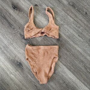 Hunza G Textured High-Waist Bikini Set - Tan